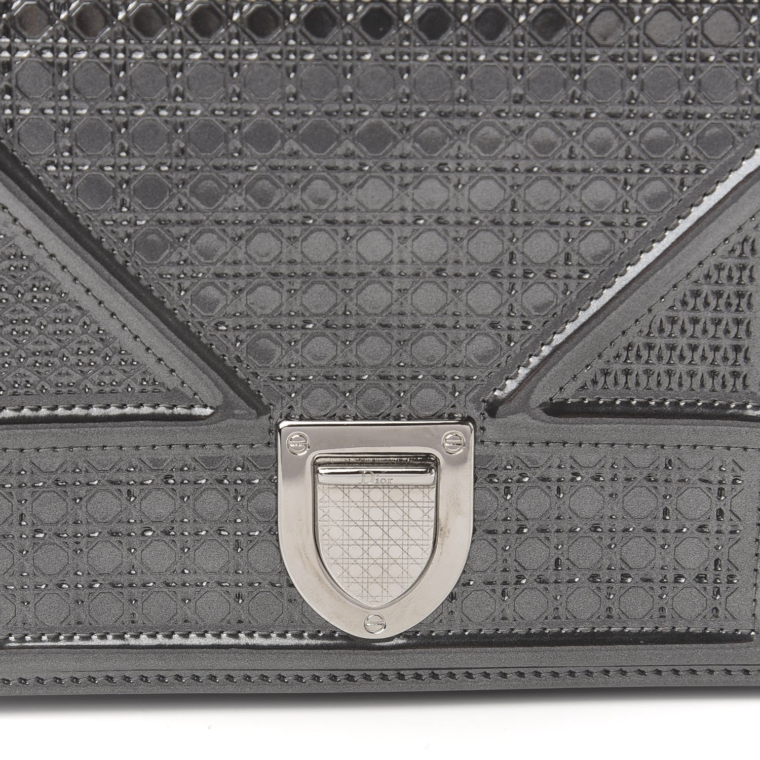Christian Dior Metallic Patent Micro-Cannage Small Diorama Flap Bag Silver 10 of 10
