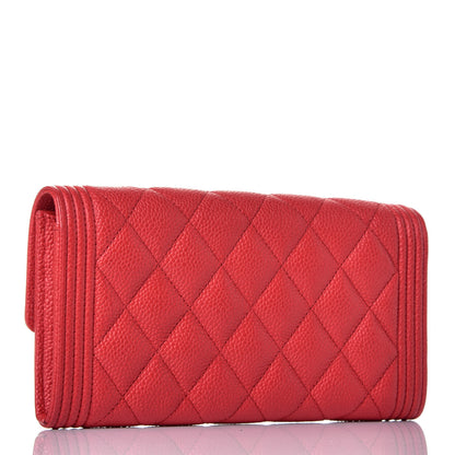 Chanel Caviar Quilted Boy Flap Wallet Red 3 of 9