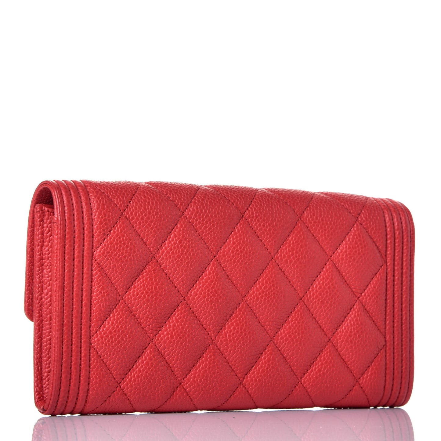 Caviar Quilted Boy Flap Wallet Red