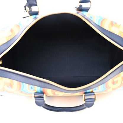 Gucci GG Supreme Kaleidoscope Calfskin Script Logo Gucci 100 Carry-On Duffle Bag Blue Orange Multicolor Blue Agata 4 of 8