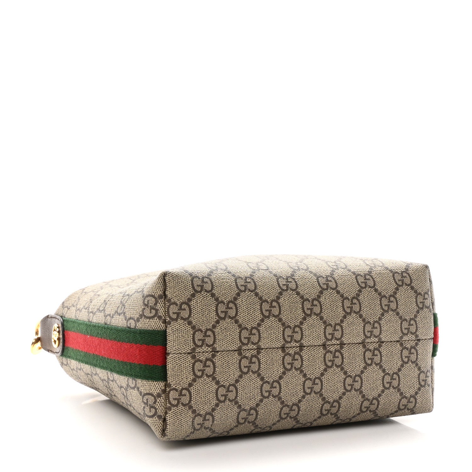 Gucci GG Supreme Monogram Textured Calfskin Web Super Mini Ophidia Shoulder Bag Beige Ebony New Acero 4 of 10