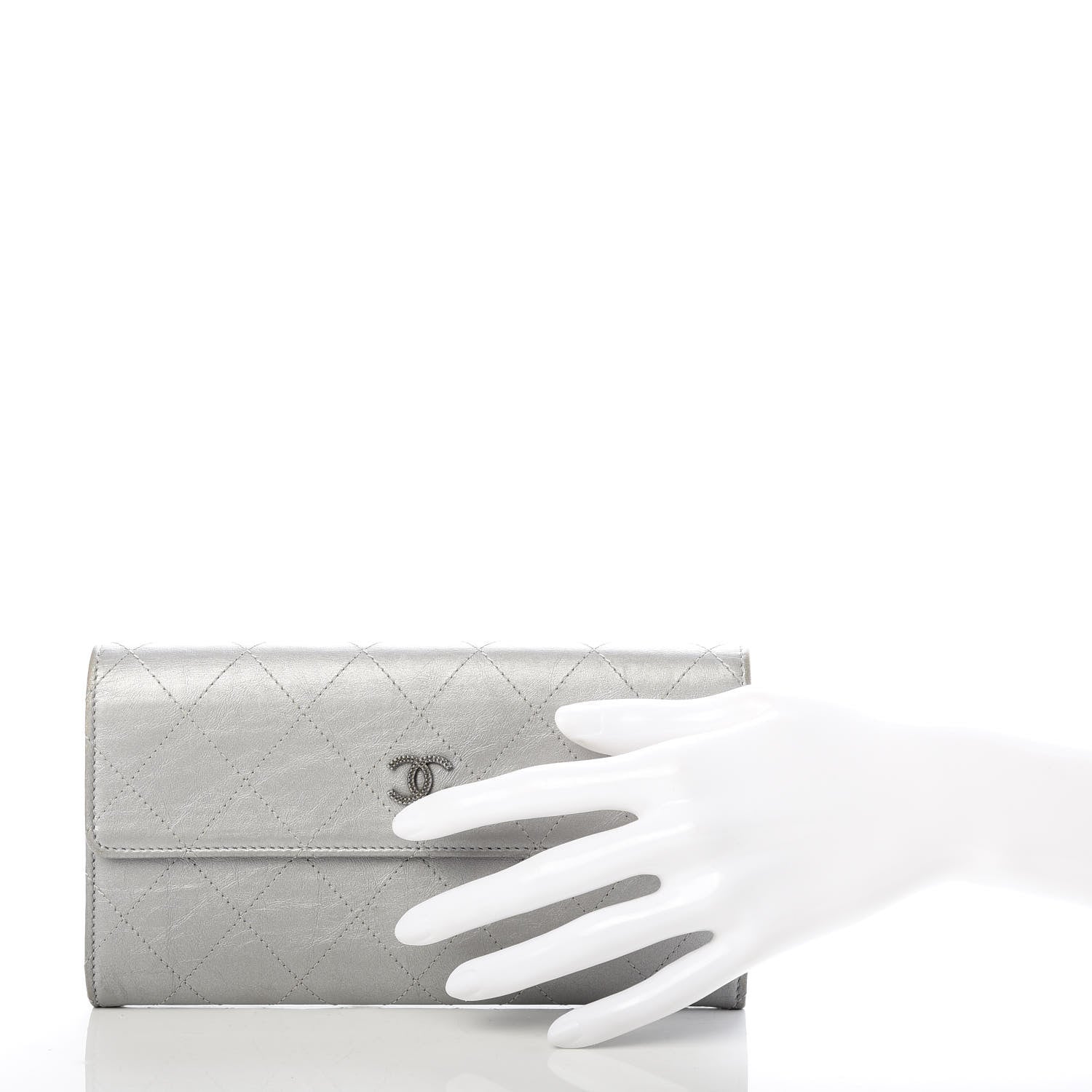 Chanel Aged Metallic Calfskin Large Palette Flap Wallet Silver 2 of 8