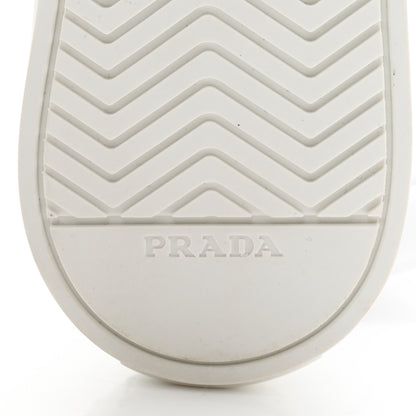 Prada Re-Nylon Gabardine Metal Triangle Logo Wheel Pouch Pocket High Top Sneakers 38 White 6 of 10