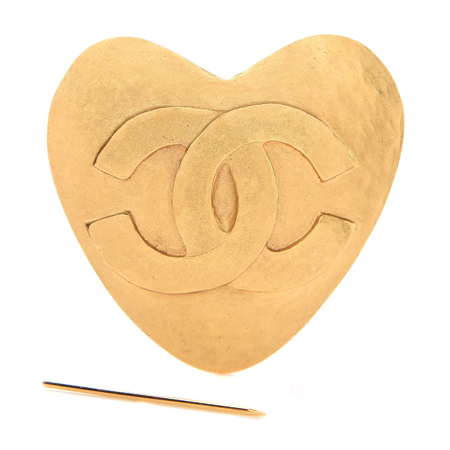 Chanel CC Heart Brooch Gold 1 of 4