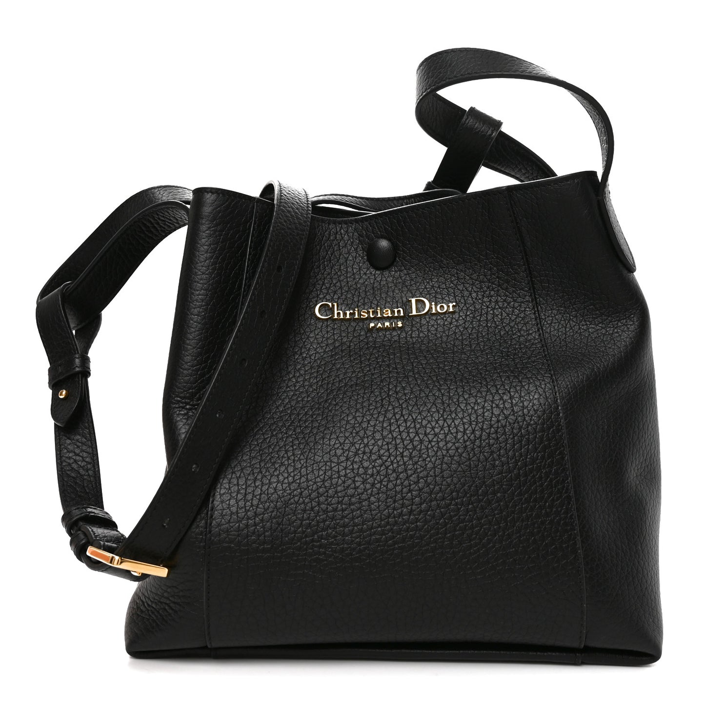 Calfskin Medium Signature Bucket Bag Black