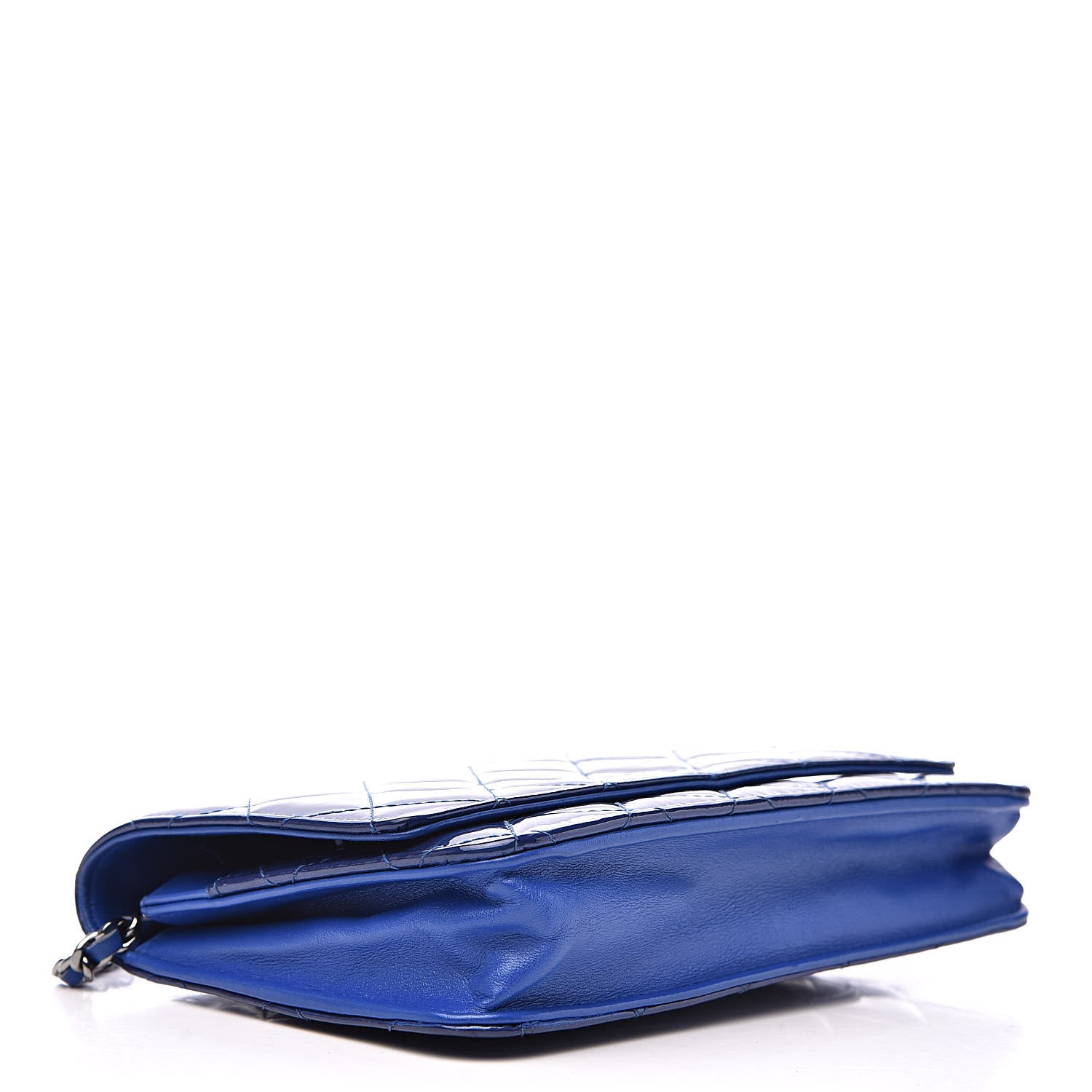 Chanel Patent Quilted Wallet On Chain WOC Dark Blue 4 of 12