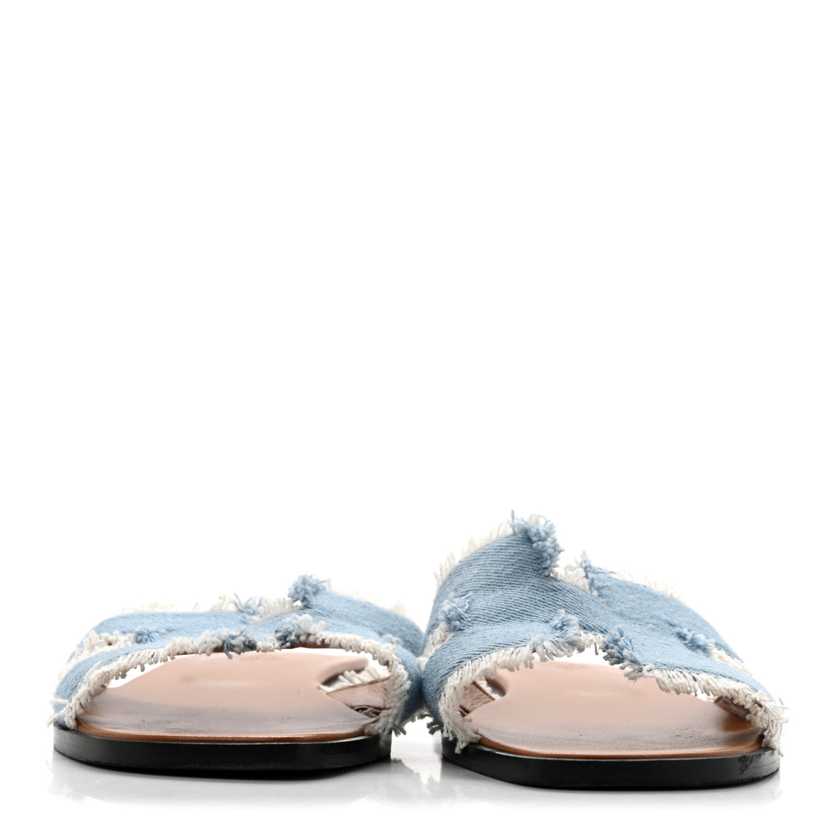 Denim Oran Fringe Sandals 37 Bleu Clair