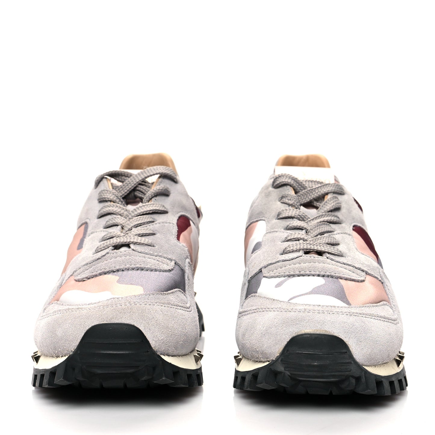 Suede Nylon Camouflage Womens Soul Rockstud Sneakers 37.5 Grey