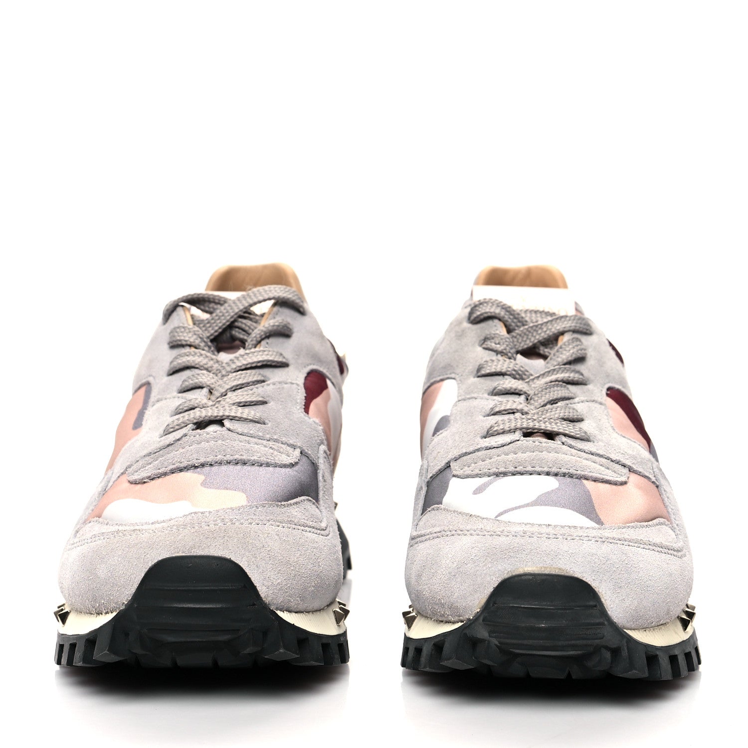 Valentino Garavani Suede Nylon Camouflage Womens Soul Rockstud Sneakers 37.5 Grey 2 of 8