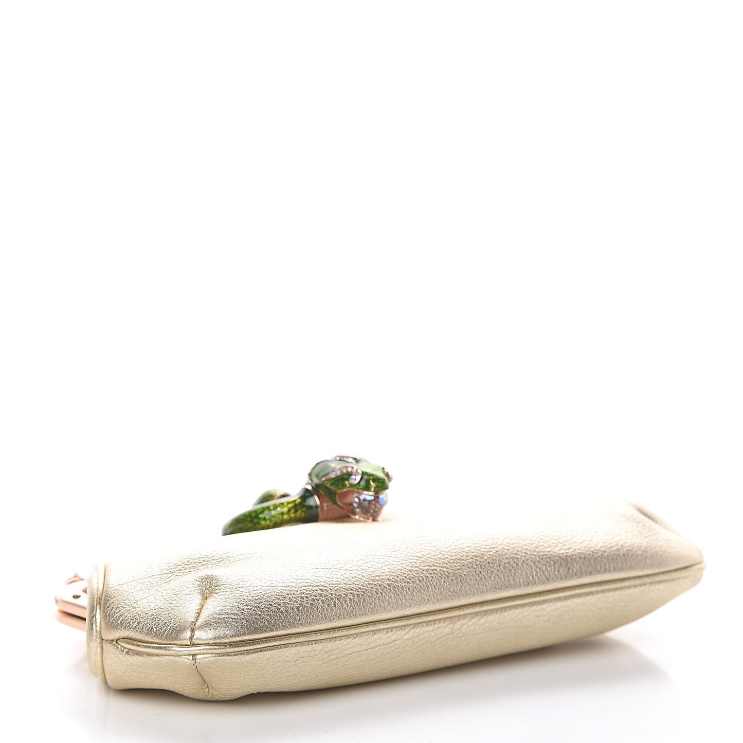 Metallic Calfskin Jeweled Dragon Evening Bag Gold