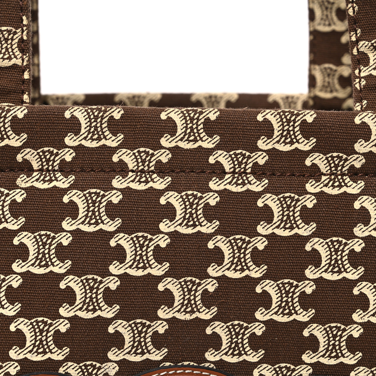Canvas Calfskin Triomphe Print Large Cabas Thais Brown