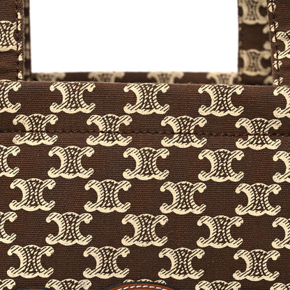 Celine Canvas Calfskin Triomphe Print Large Cabas Thais Brown 9 of 11