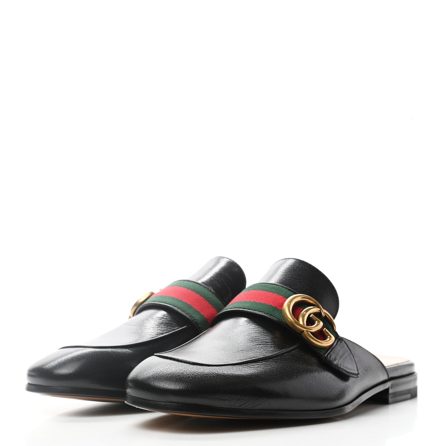 Goatskin Web GG Mens Princetown Slippers 6.5 Black