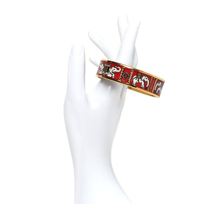 Hermes Enamel Printed Torana Elephants Wide Bracelet 62 2 of 5