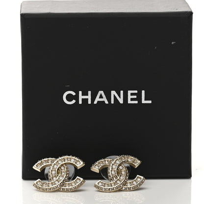 Chanel Crystal Timeless CC Earrings Light Gold 5 of 5