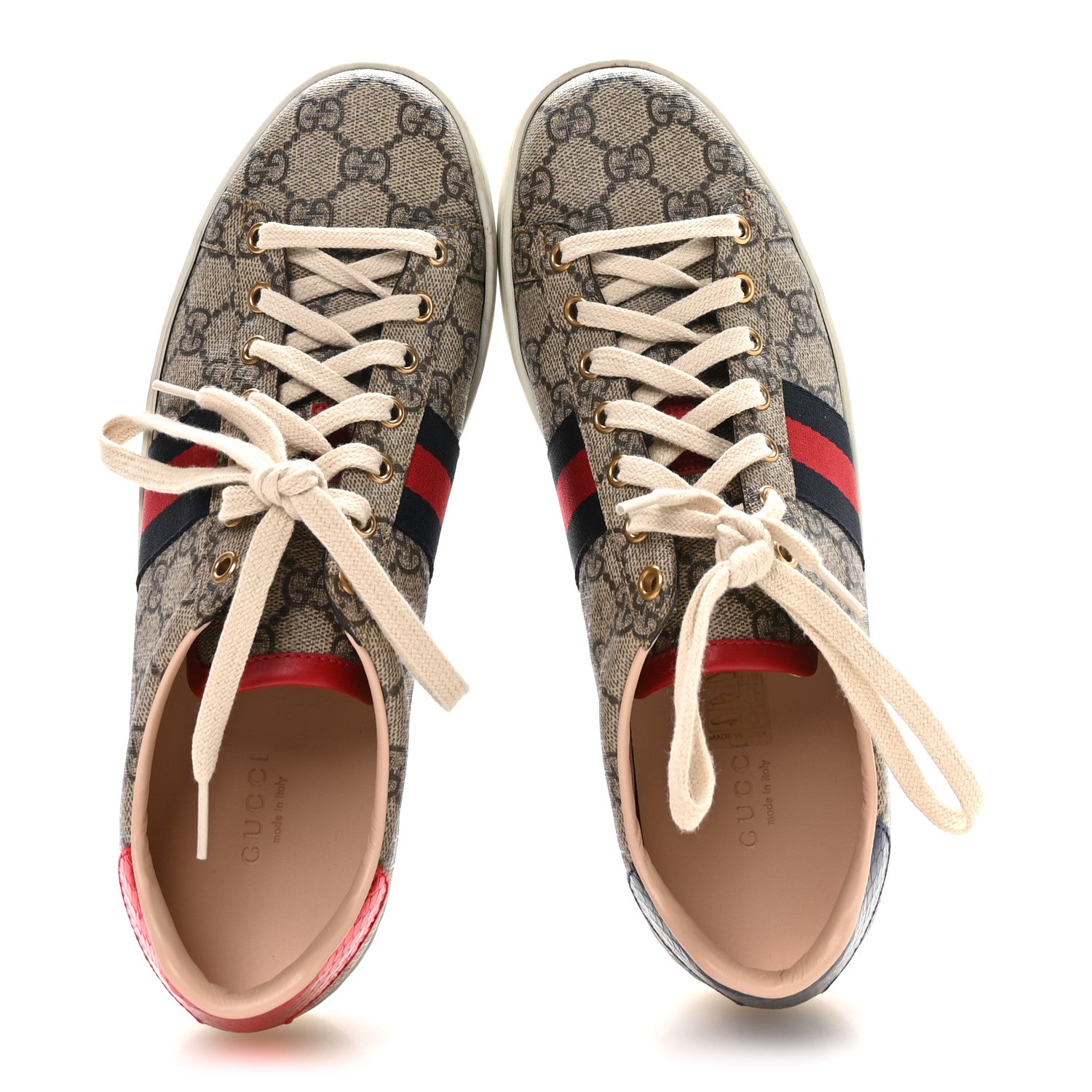 Gucci GG Supreme Monogram Ayers Web Womens Ace Sneakers 39.5 Beige 2 of 8