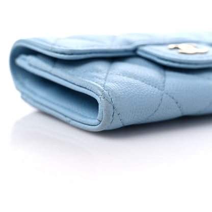 Chanel Caviar Quilted Flap Card Holder Wallet Light Blue 9 of 14