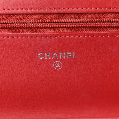 Chanel Caviar Quilted Boy Wallet On Chain WOC Red 6 of 13