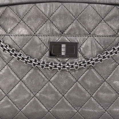 Chanel Metallic Aged Calfskin Quilted Medium Reissue Camera Case Dark Silver 7 of 9