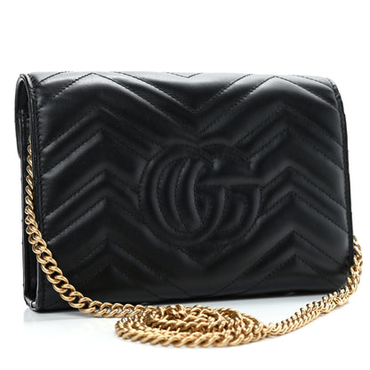 Gucci Calfskin Matelasse GG Marmont Chain Wallet Black 2 of 4