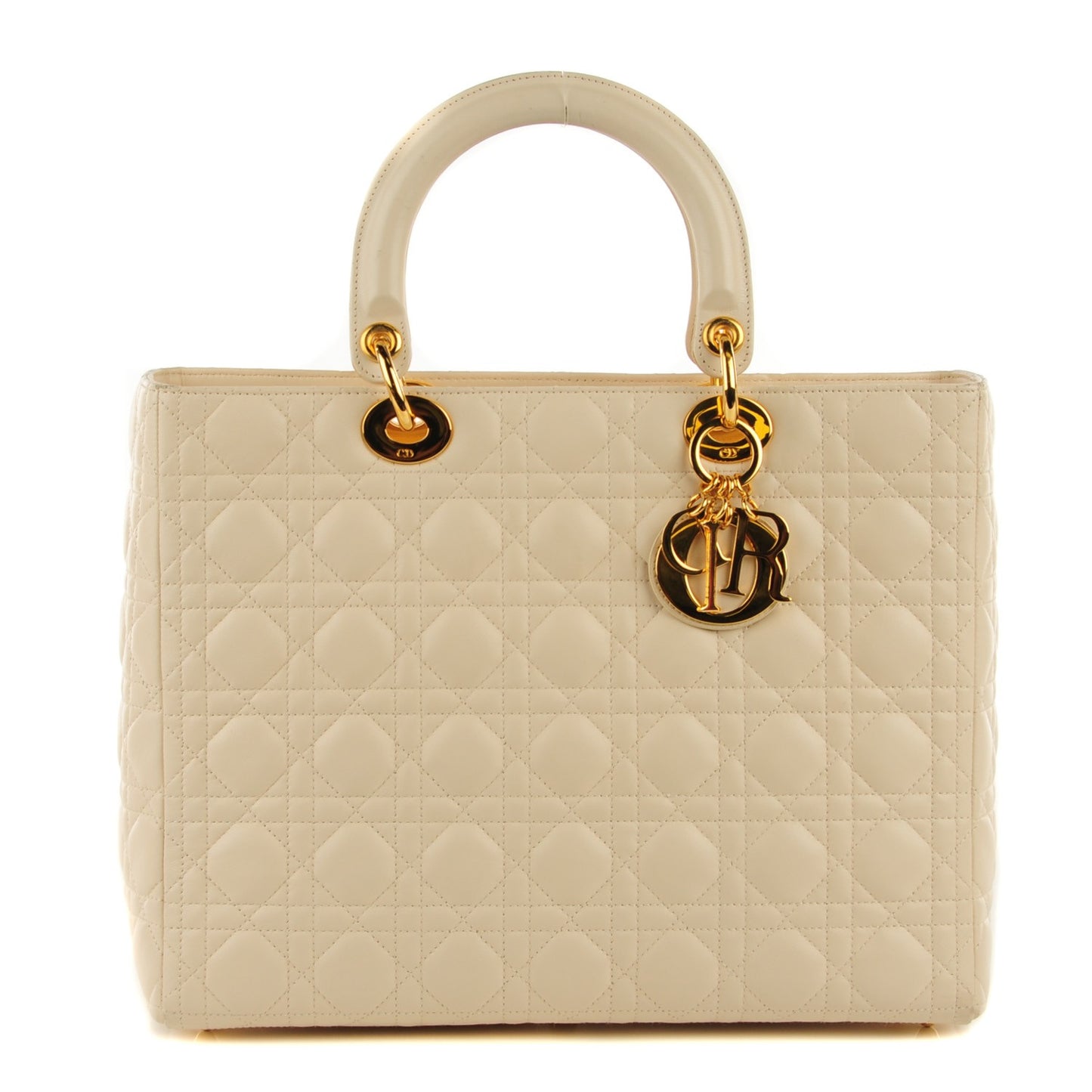 Lambskin Cannage Large Lady Dior Ivory