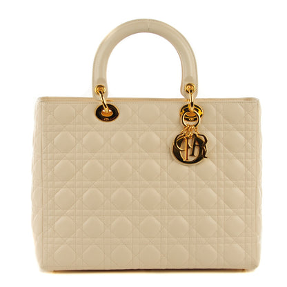 Christian Dior Lambskin Cannage Large Lady Dior Ivory 1 of 8