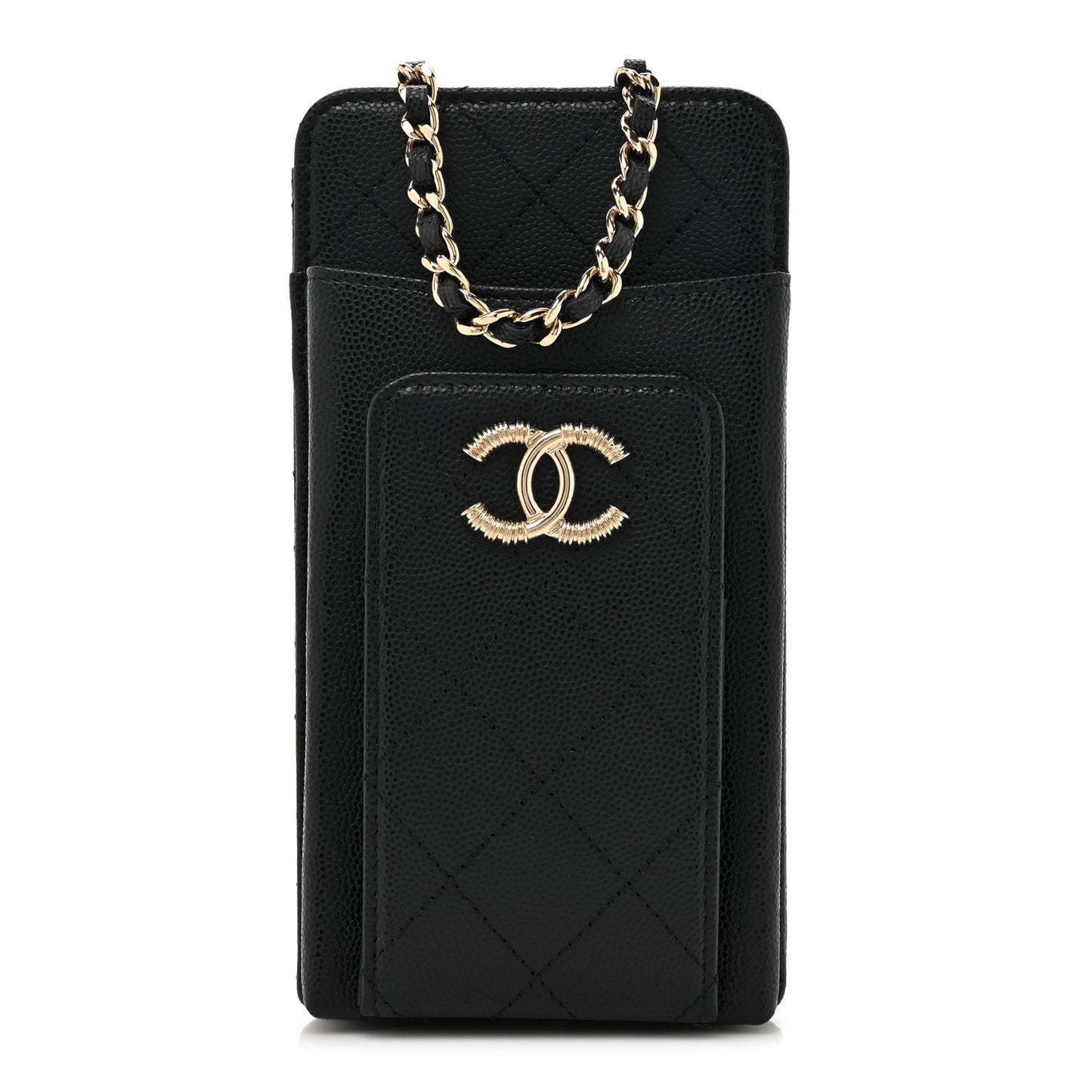 Caviar Quilted Zip Phone Case Black