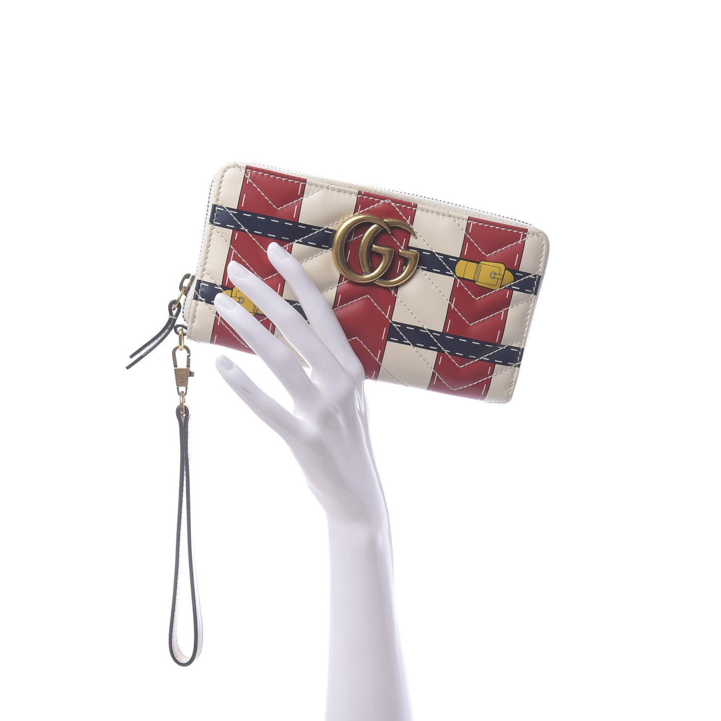 Calfskin Matelasse Trompe L'Oeil Print GG Marmont Zip Around Wallet