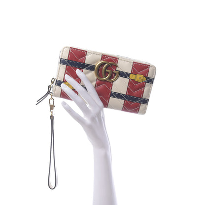 Gucci Calfskin Matelasse Trompe L'Oeil Print GG Marmont Zip Around Wallet 2 of 10