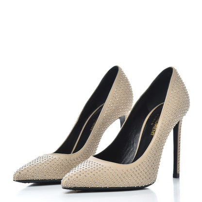 Saint Laurent Calfskin Micro Stud Paris 105 Pumps 36.5 Beige 3 of 14