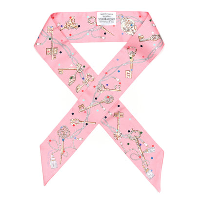 Hermes Silk Les Cles A Pois Twilly Rose Beige Multicolor 1 of 4
