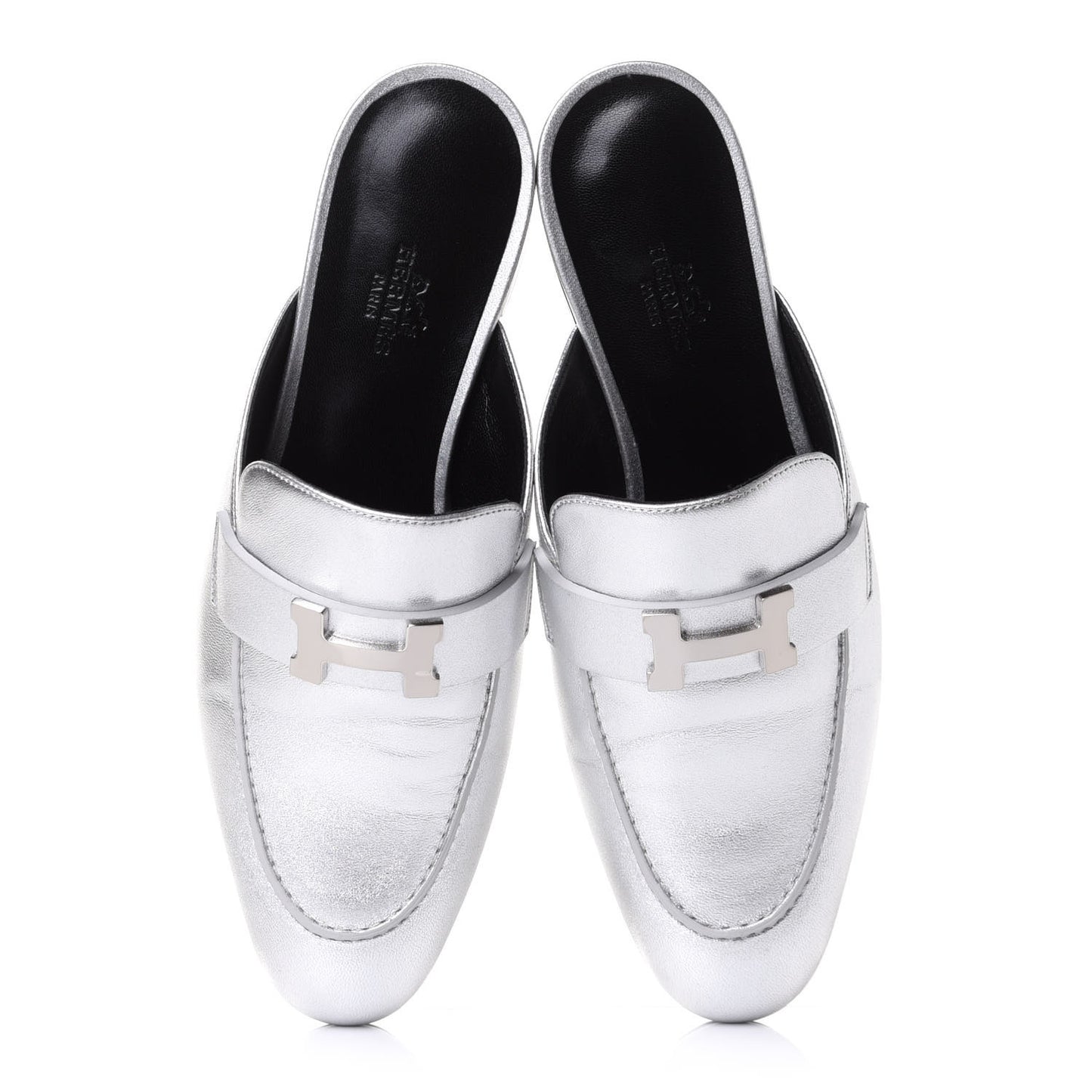 Metallic Nappa Trocadero Mule 38 Gris Argento