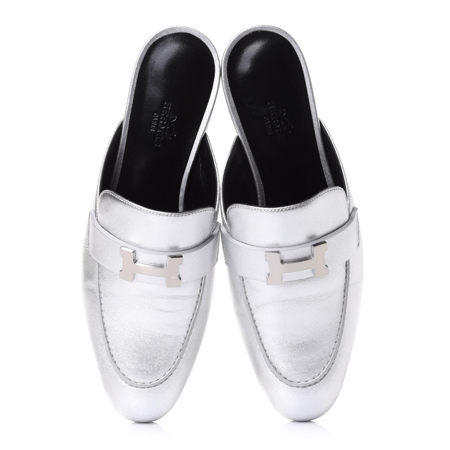 Hermes Metallic Nappa Trocadero Mule 38 Gris Argento 5 of 10