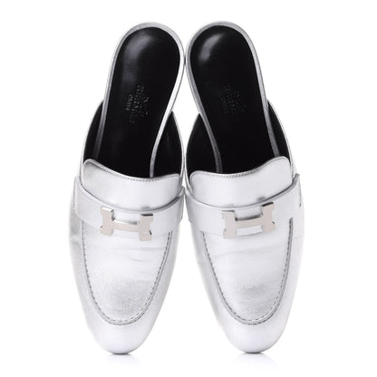Hermes Metallic Nappa Trocadero Mule 38 Gris Argento 5 of 10