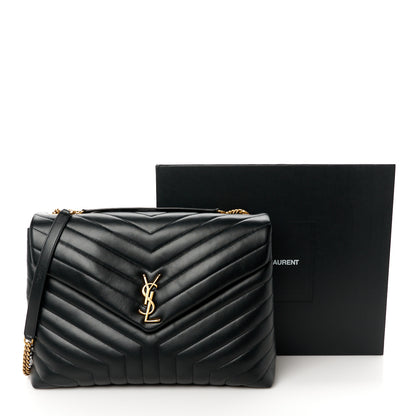 Saint Laurent Calfskin Y Quilted Monogram Large Loulou Chain Satchel Black 12 of 12