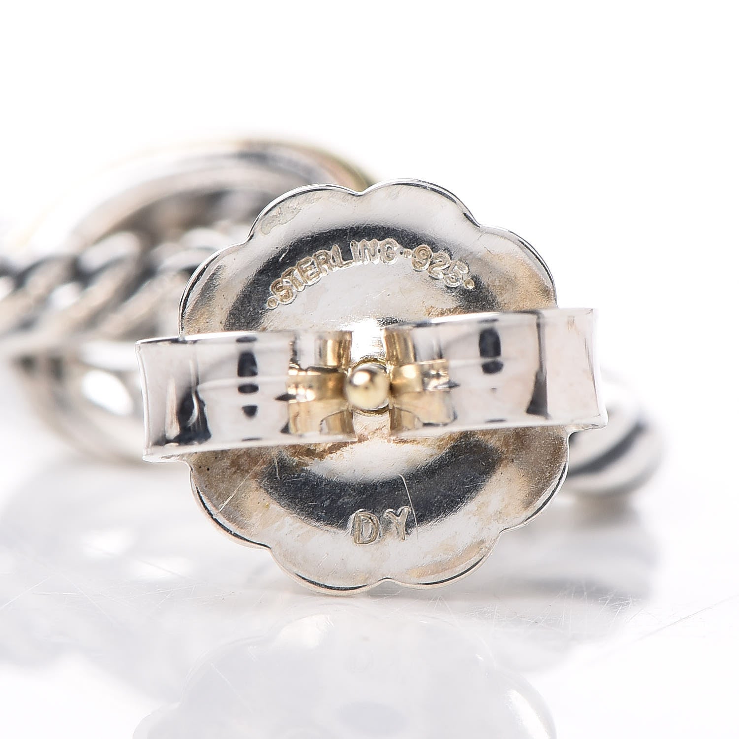 David Yurman Sterling Silver 18K Yellow Gold Cable Classics Doorknocker Earrings 5 of 6