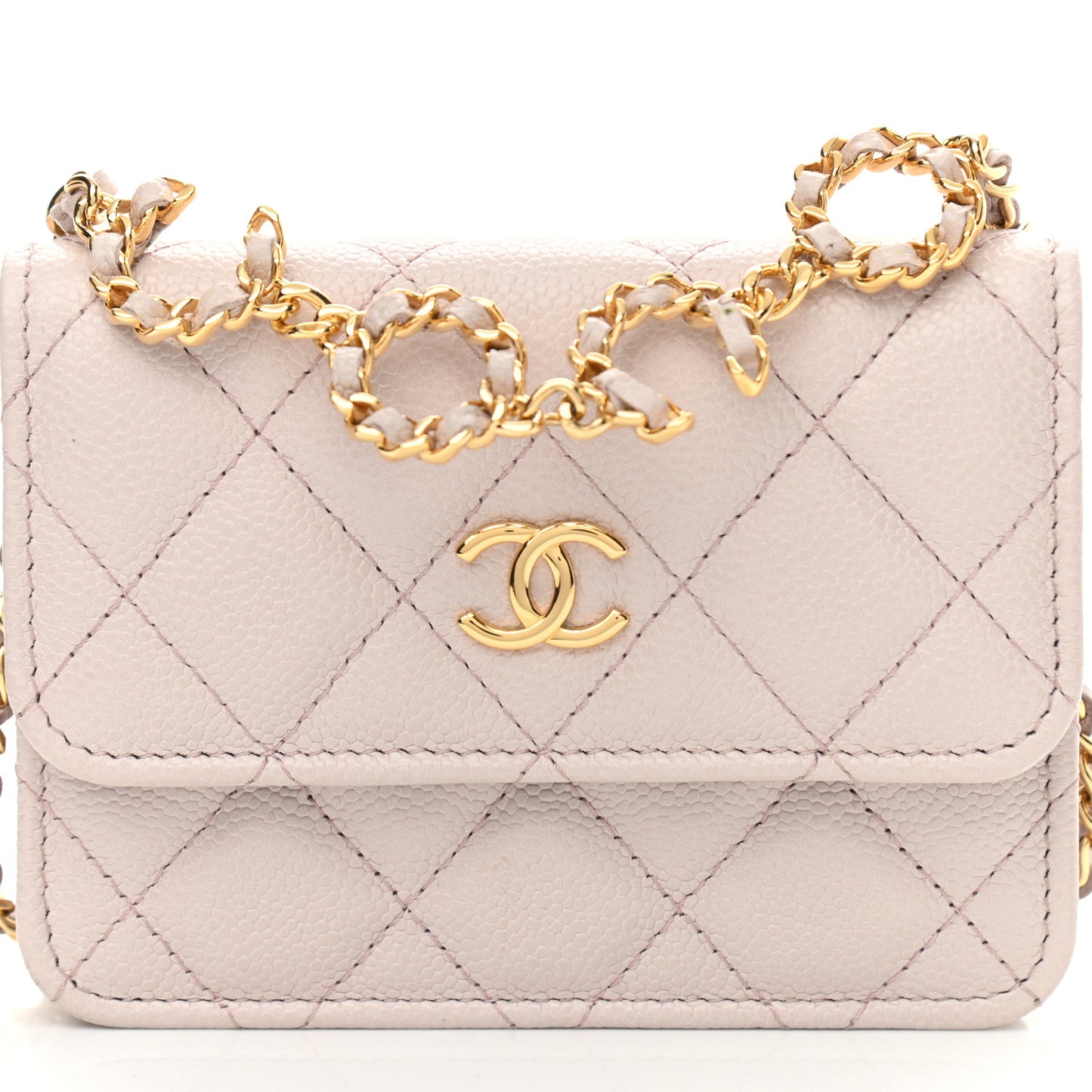 Caviar Quilted Miss Coco Clutch With Chain Light Purple