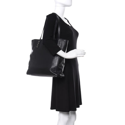 Miu Miu Soft Calf Studded Shopping Tote Black 2 of 10
