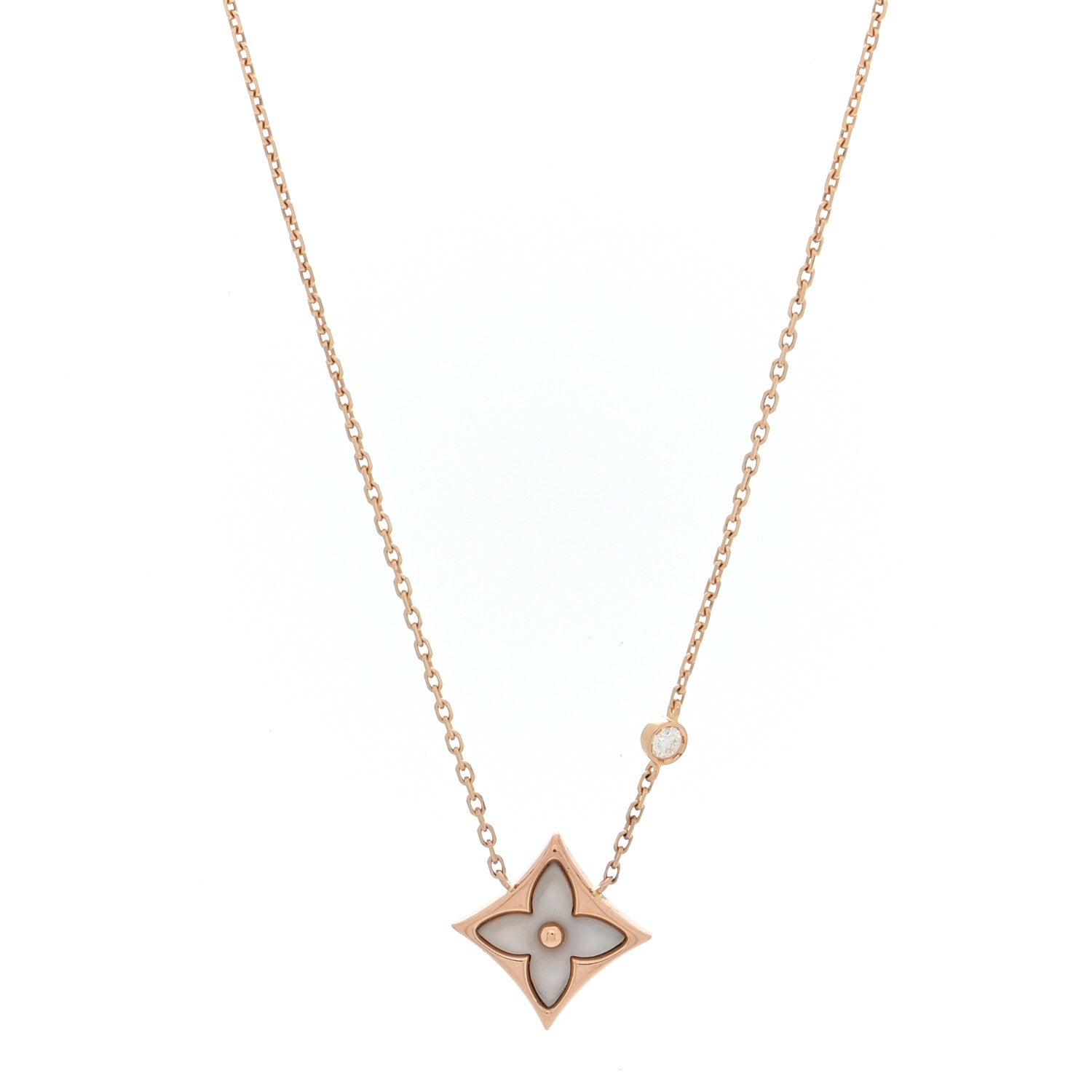Louis Vuitton 18K Pink Gold Diamond Mother of Pearl Color Blossom BB Star Pendant Necklace 1 of 5