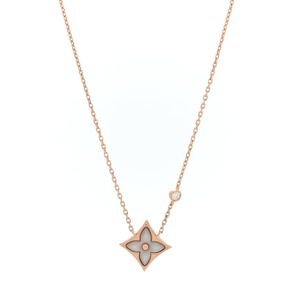 Louis Vuitton 18K Pink Gold Diamond Mother of Pearl Color Blossom BB Star Pendant Necklace 1 of 5