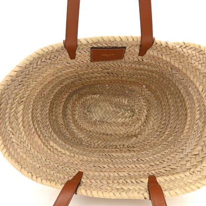 Celine Raffia Calfskin Triomphe Medium Panier Tan 5 of 9
