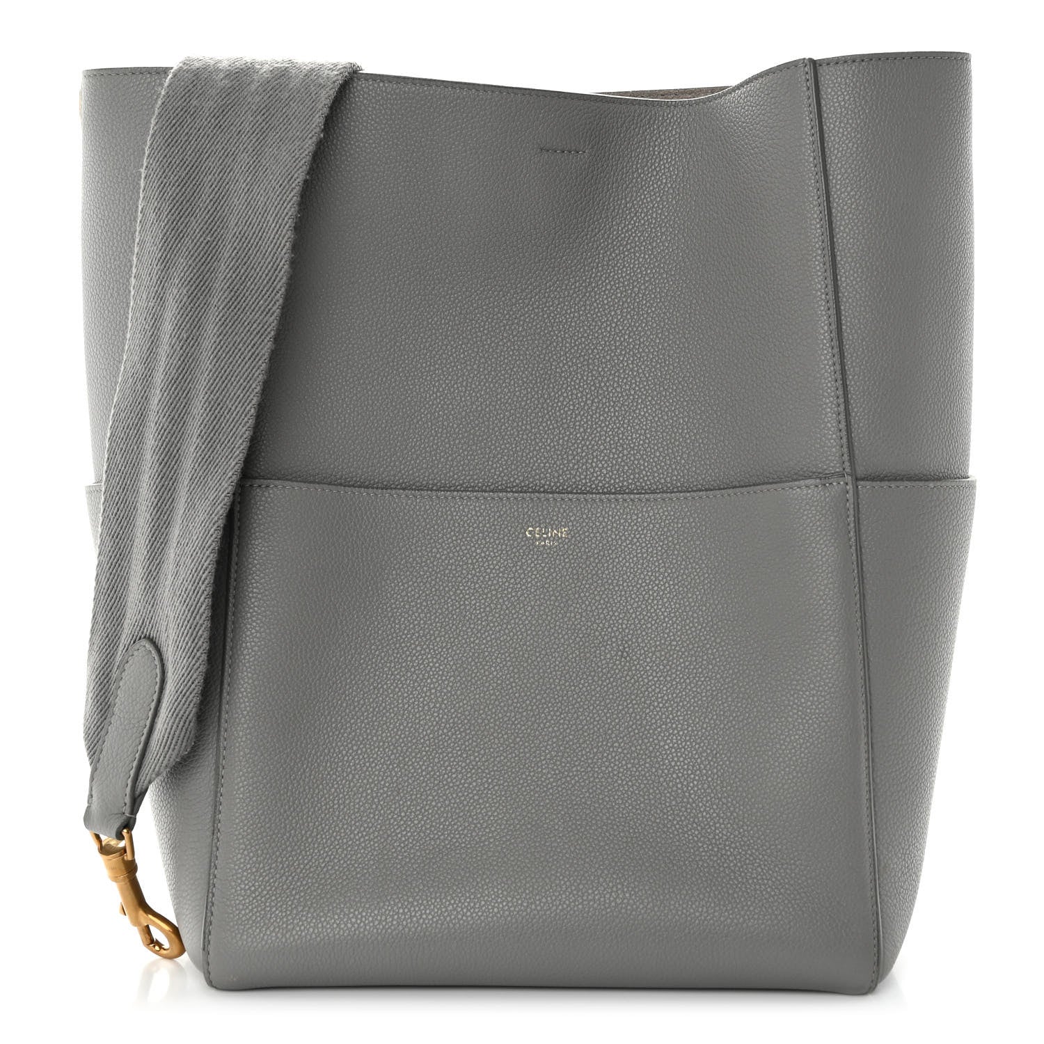 Celine Soft Grained Calfskin Sangle Bucket Bag Cloud 1 of 10