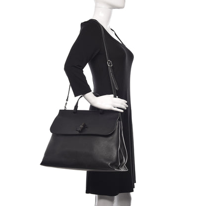 Gucci Pebbled Calfskin Large Bamboo Daily Top Handle Bag Black 2 of 10