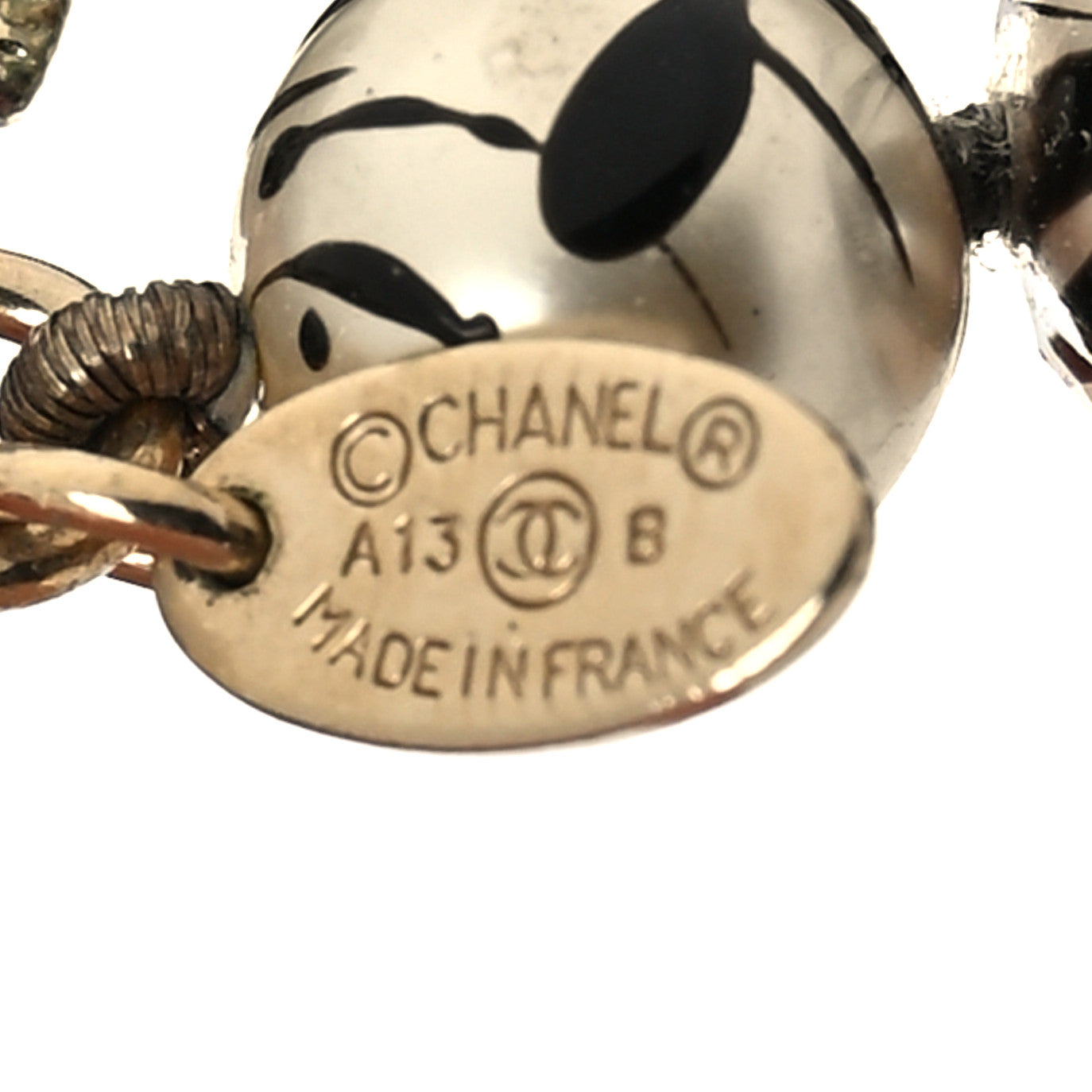 Chanel Pearl CC Graffiti Long Necklace Black Gold 4 of 4