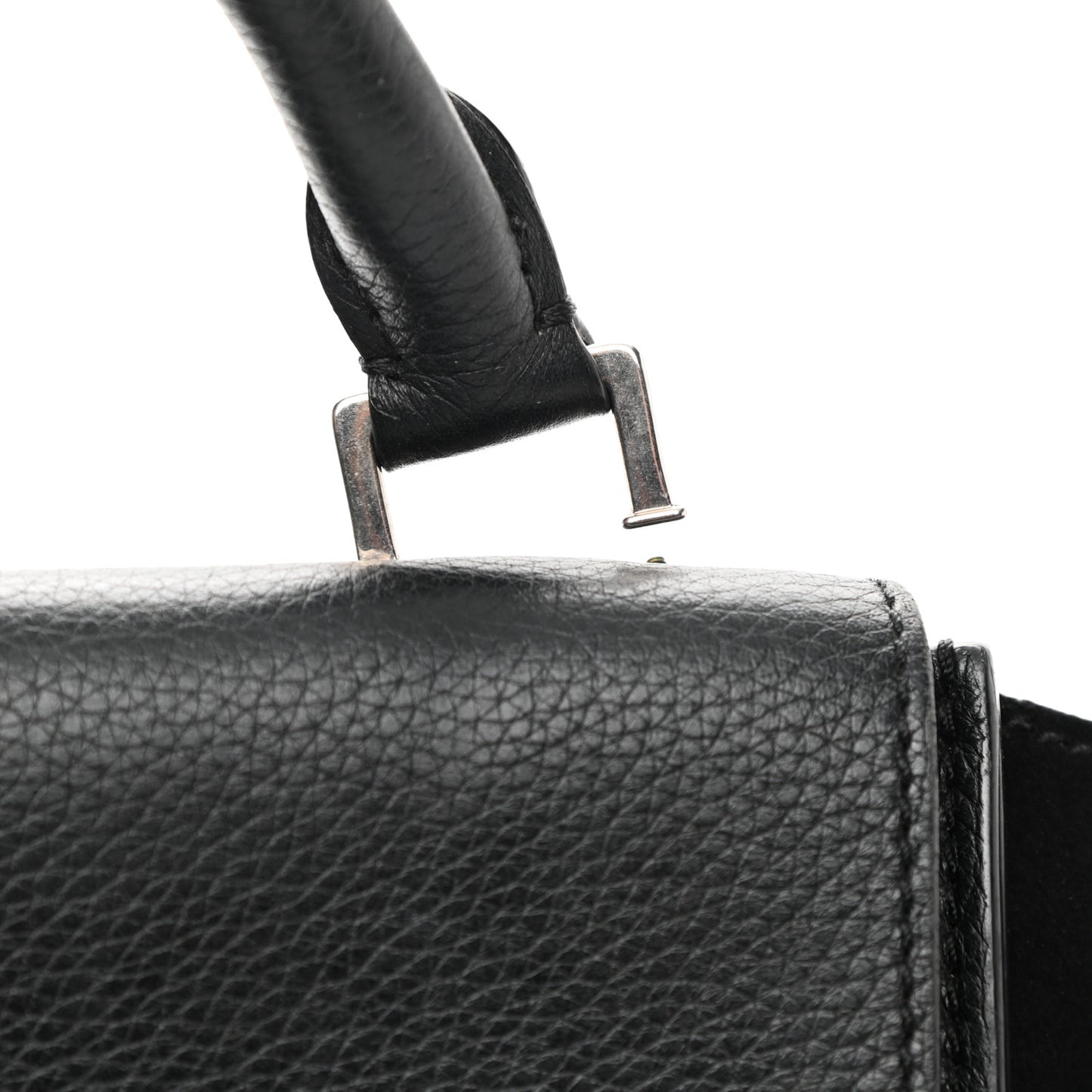 Drummed Calfskin Suede Medium Trapeze Black
