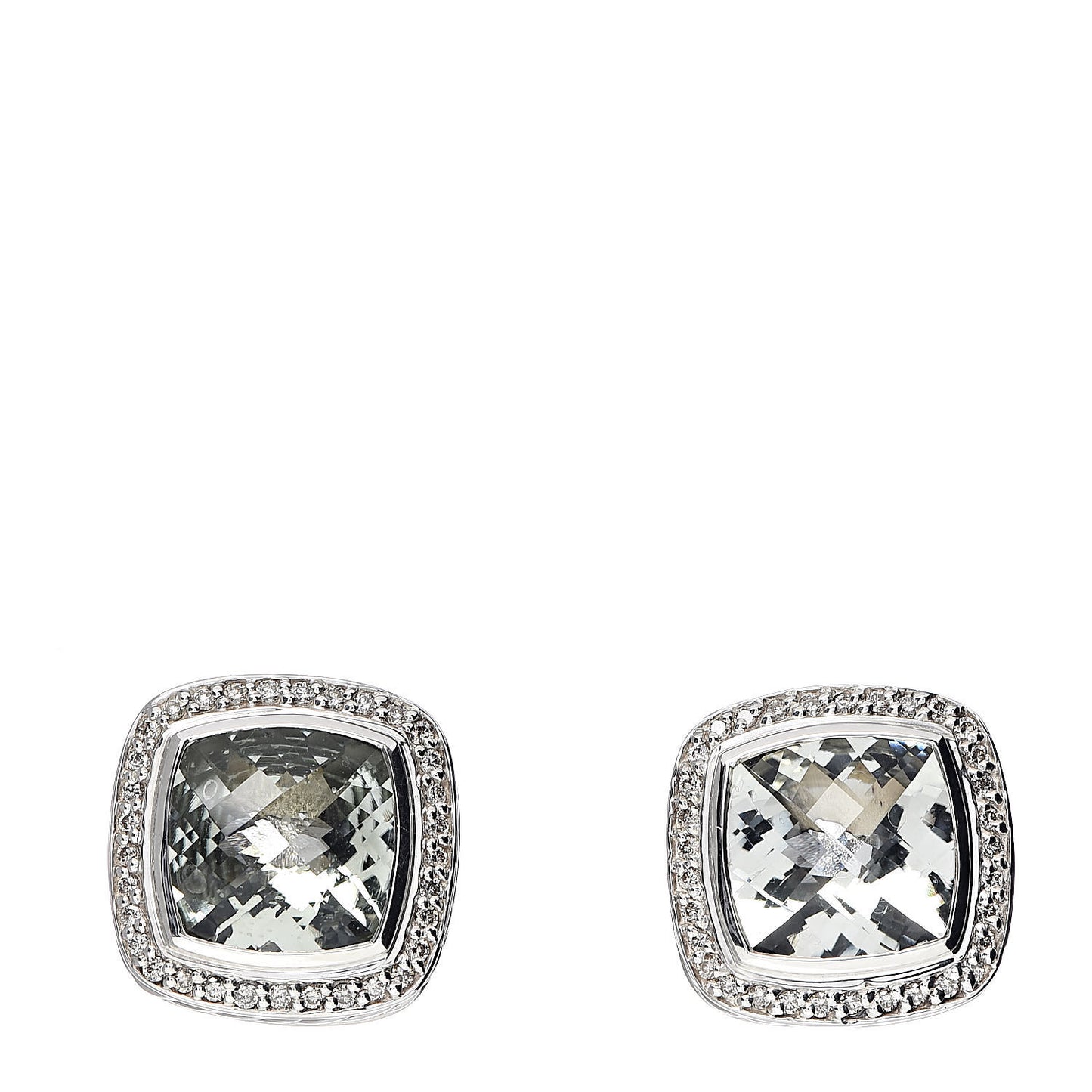 Sterling Silver Diamond Prasiolite 11mm Albion Earrings