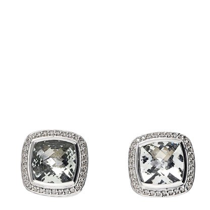 David Yurman Sterling Silver Diamond Prasiolite 11mm Albion Earrings 1 of 4