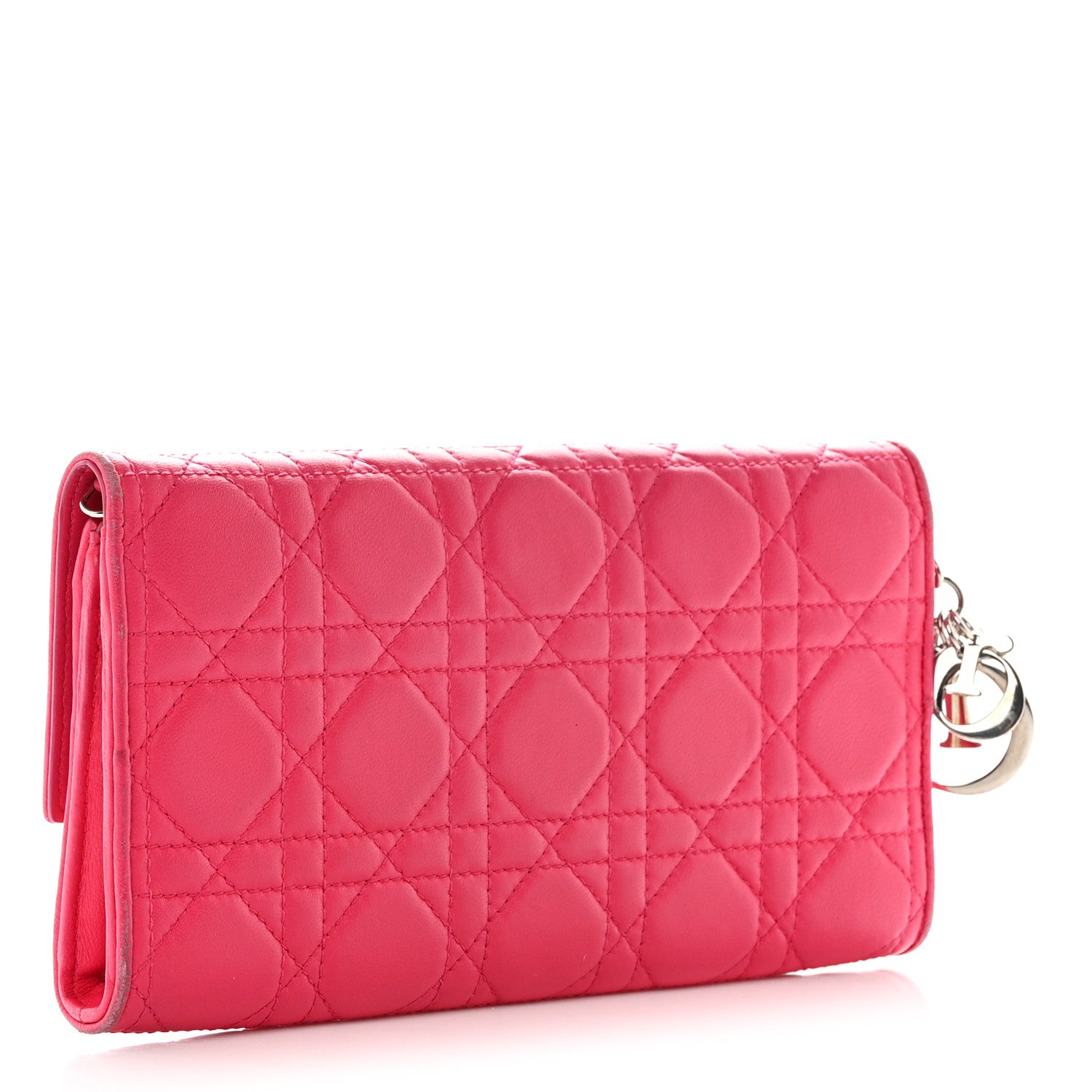 Christian Dior Lambskin Cannage Lady Dior Flap Wallet Pink 3 of 11