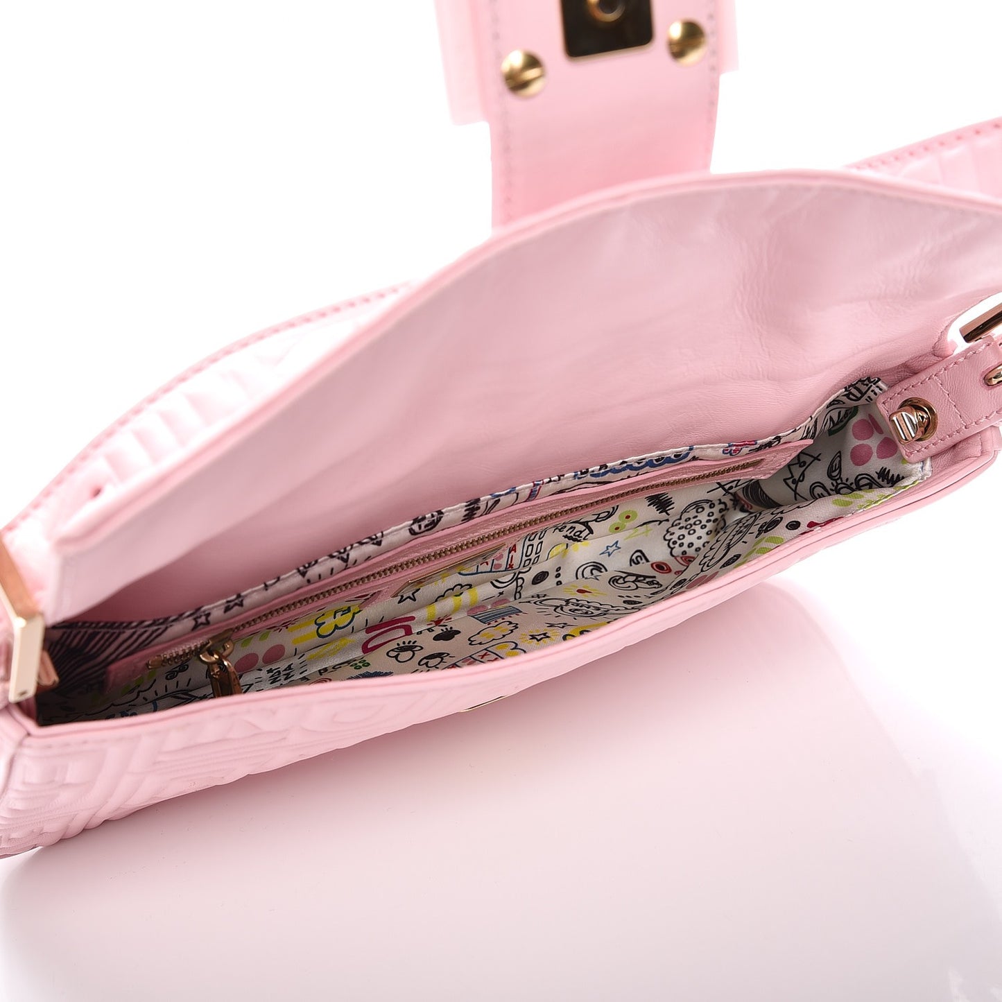 Nappa Logo Embossed Baguette Pink