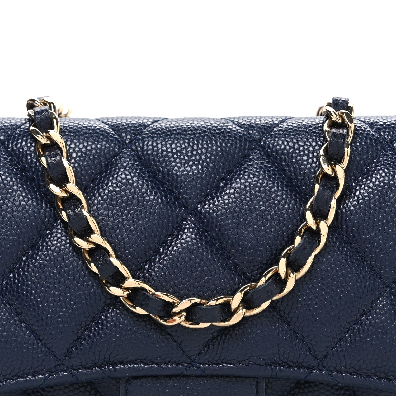 Chanel Caviar Quilted Flap Phone Holder With Chain Navy Blue 9 of 11